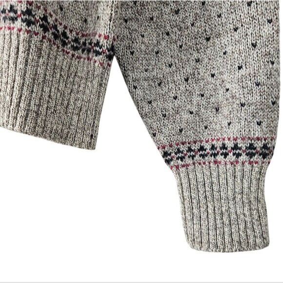 Lands' End 100% Wool Scottie Dog Lover Knit Oatmeal Cardigan womens M - Picture 4 of 6